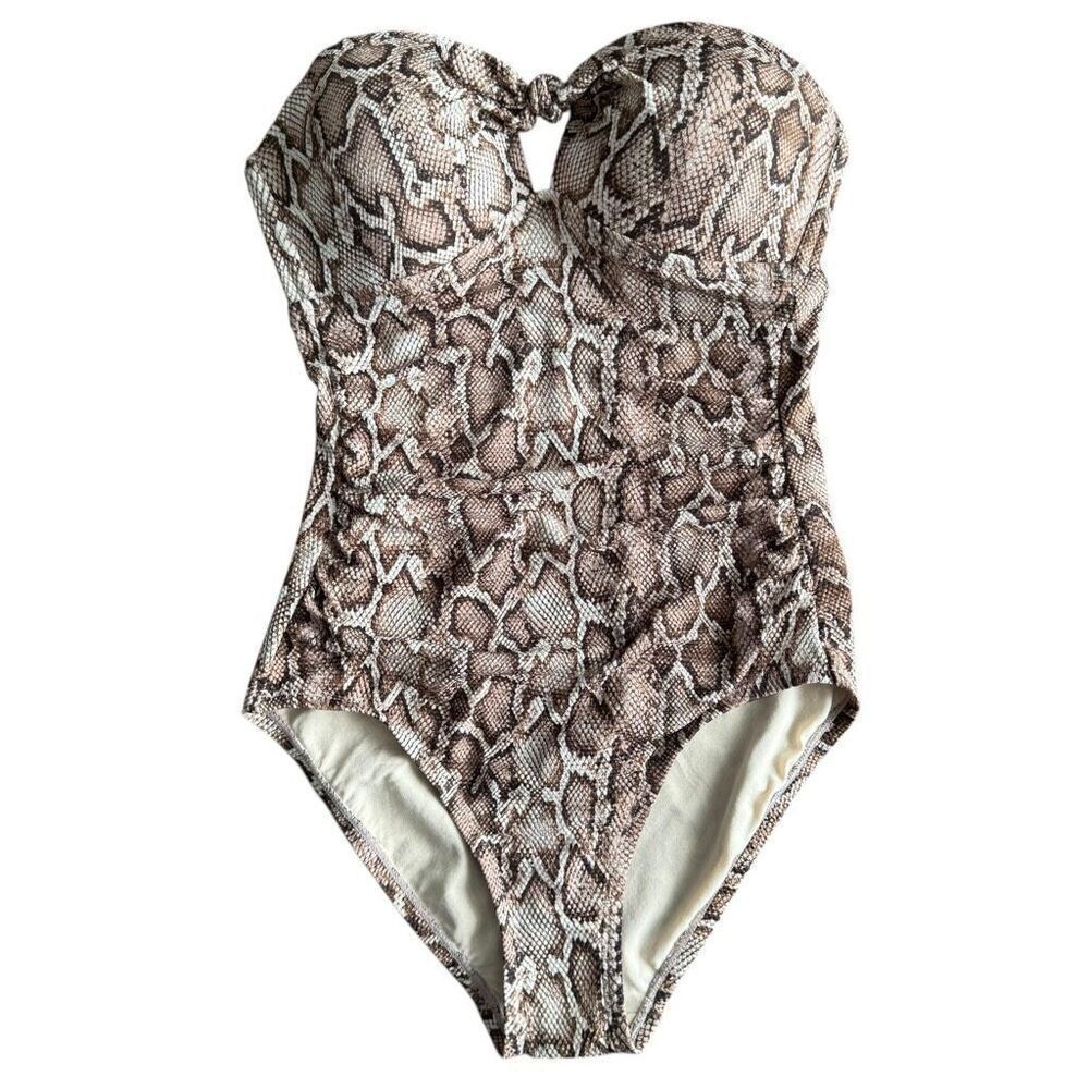 Snake Skin Bandeau One Piece Swimsuit